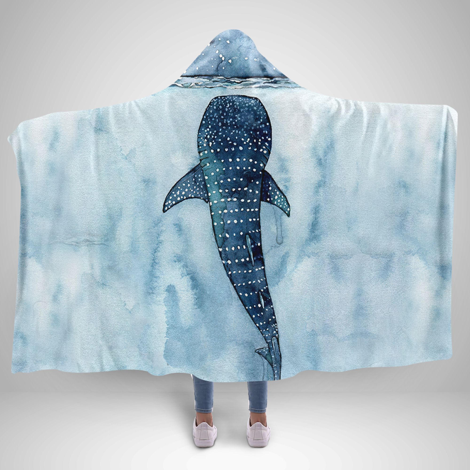 Whale With Dots Hooded Blanket – TMHHB0004