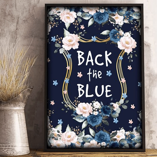 Flowers Beautiful Back The Blue Home Living Room Wall Decor Vertical Poster Canvas Y97