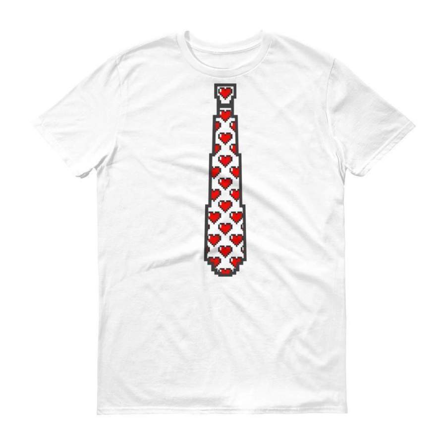 Valentines Day Gift for Men and Boys Pixel Tie T-shirt