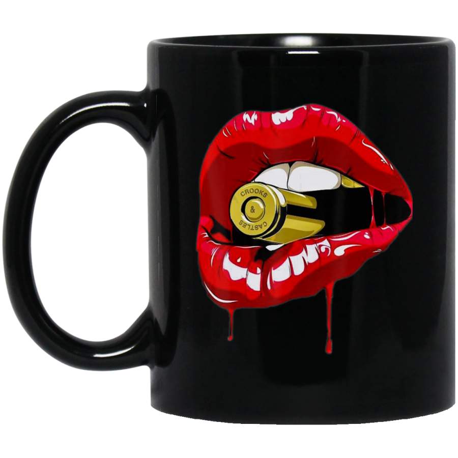 Tee Red Lips Teeth Gold Bullet Yell Vintage Retro Coffee Mug