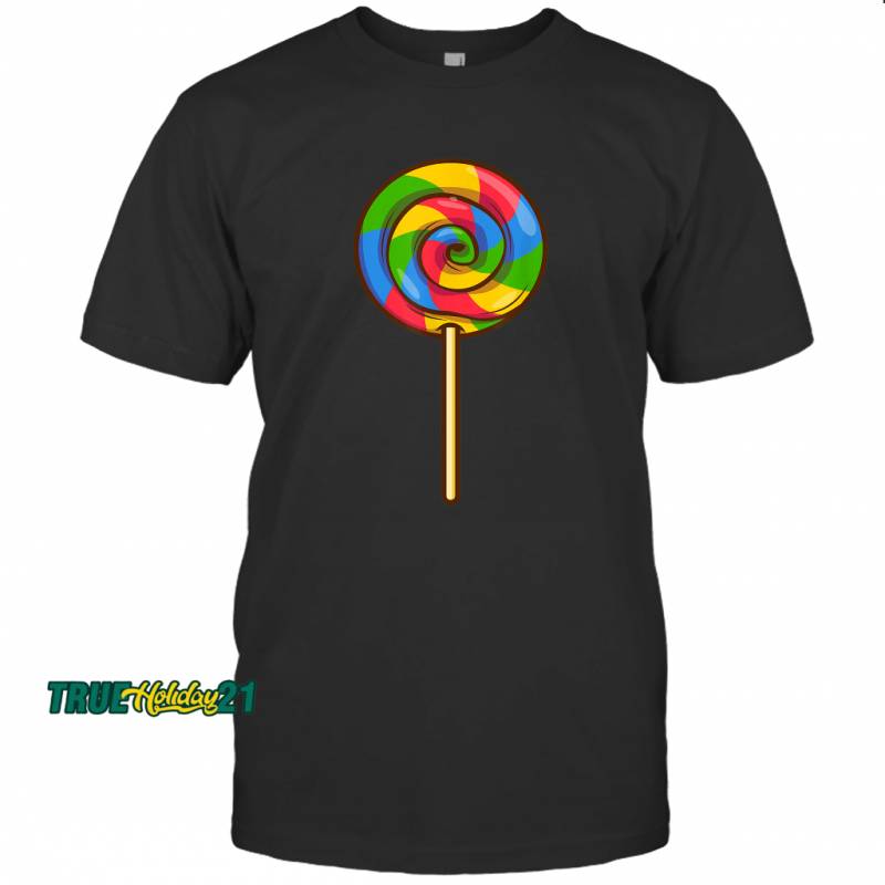 Lollipop Rainbow Sucker Candy Halloween Costume Lazy Gift T-shirt