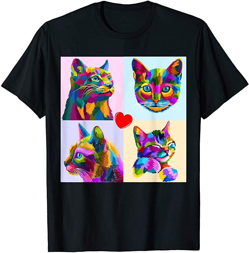 Cat portrait Pop Art Style Colorfull kitten Kitty Adoption T-Shirt