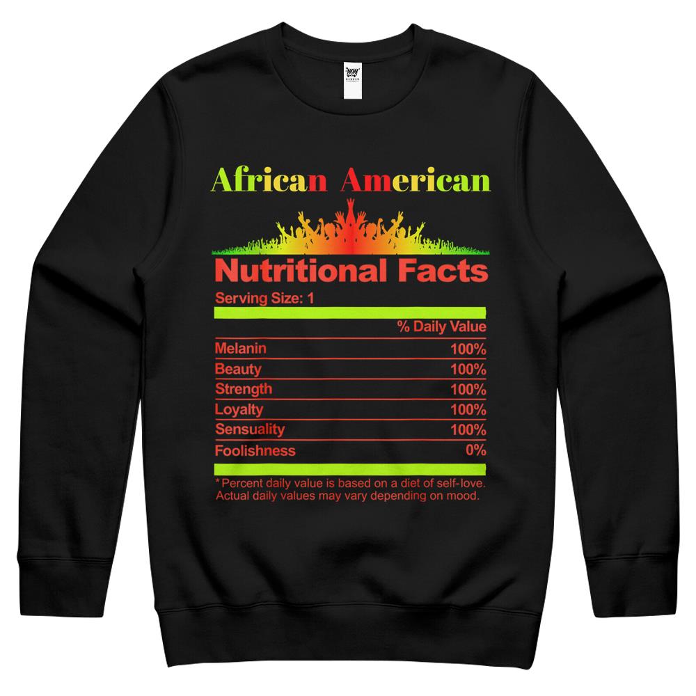 Nutritional Facts Shirt, Nutritional Facts Crewneck Sweatshirt, Black Queen Nutrition Facts, Juneteenth Black Queen Nutritional Facts Black Womens Girls Crewneck Sweatshirt