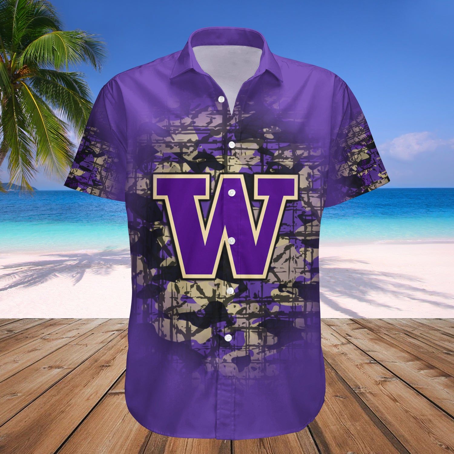 Washington Huskies Hawaii Shirt Camouflage Vintage – NCCA