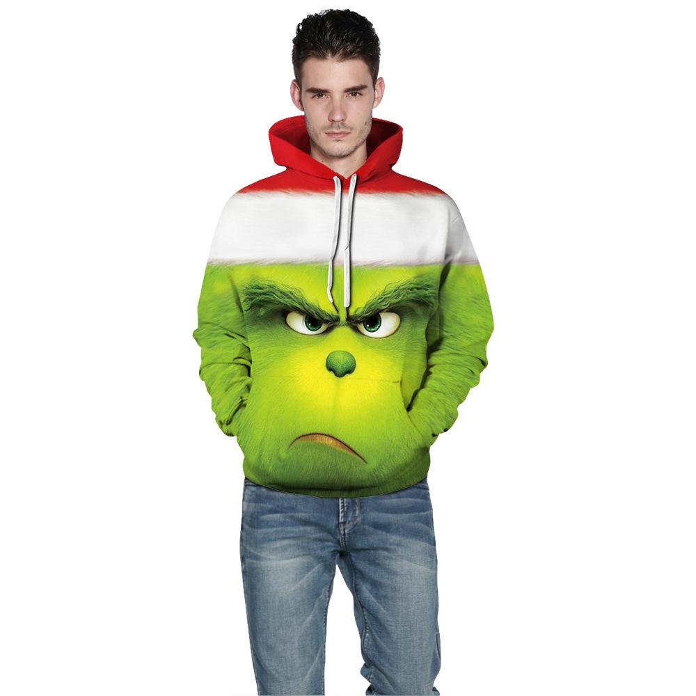 The Grinch hoodie Christmas Costume Halloween Cosplay Green Monkey 3D Digital Print Sweatshirt