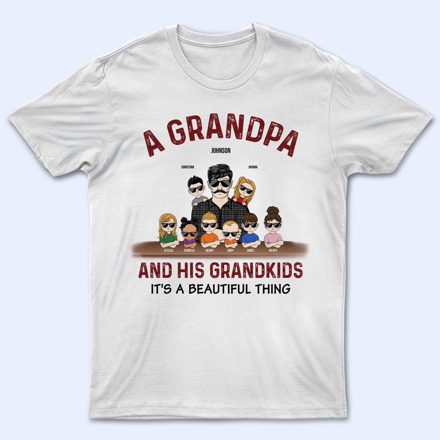 Grandpa & Grandkid It’S A Beautiful Thing – Gift For Grandpa, Dad – Personalized Custom T Shirt