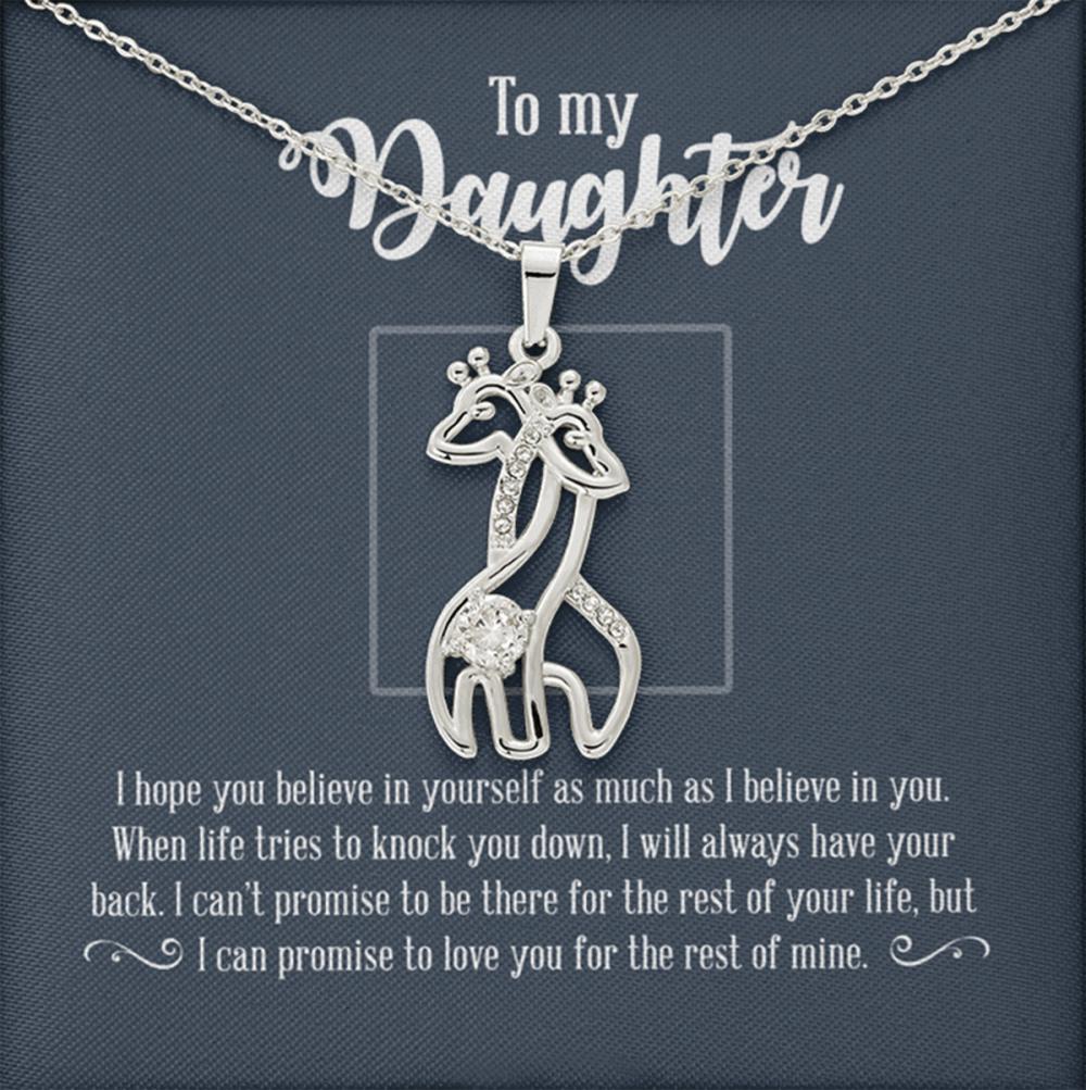 To Daughter From Mother Giraffe Necklace With Thoughtful Heartfelt Message With Cz Cubic Zirconia