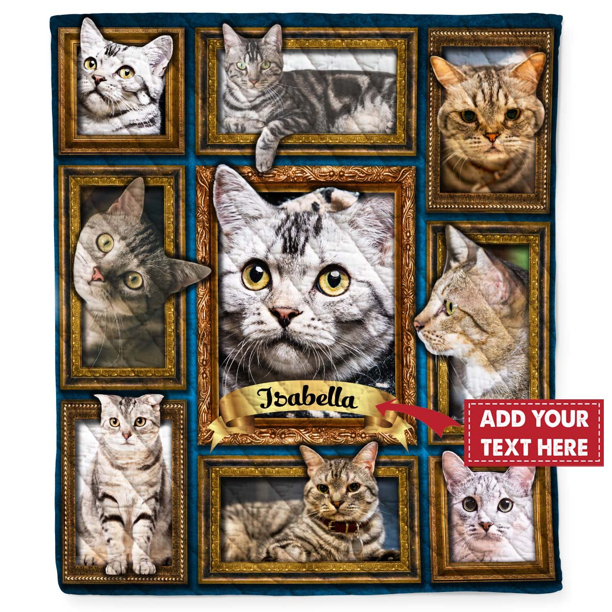 Personalized Custom Name American Shorthair Cat Kitten Quilt Blanket