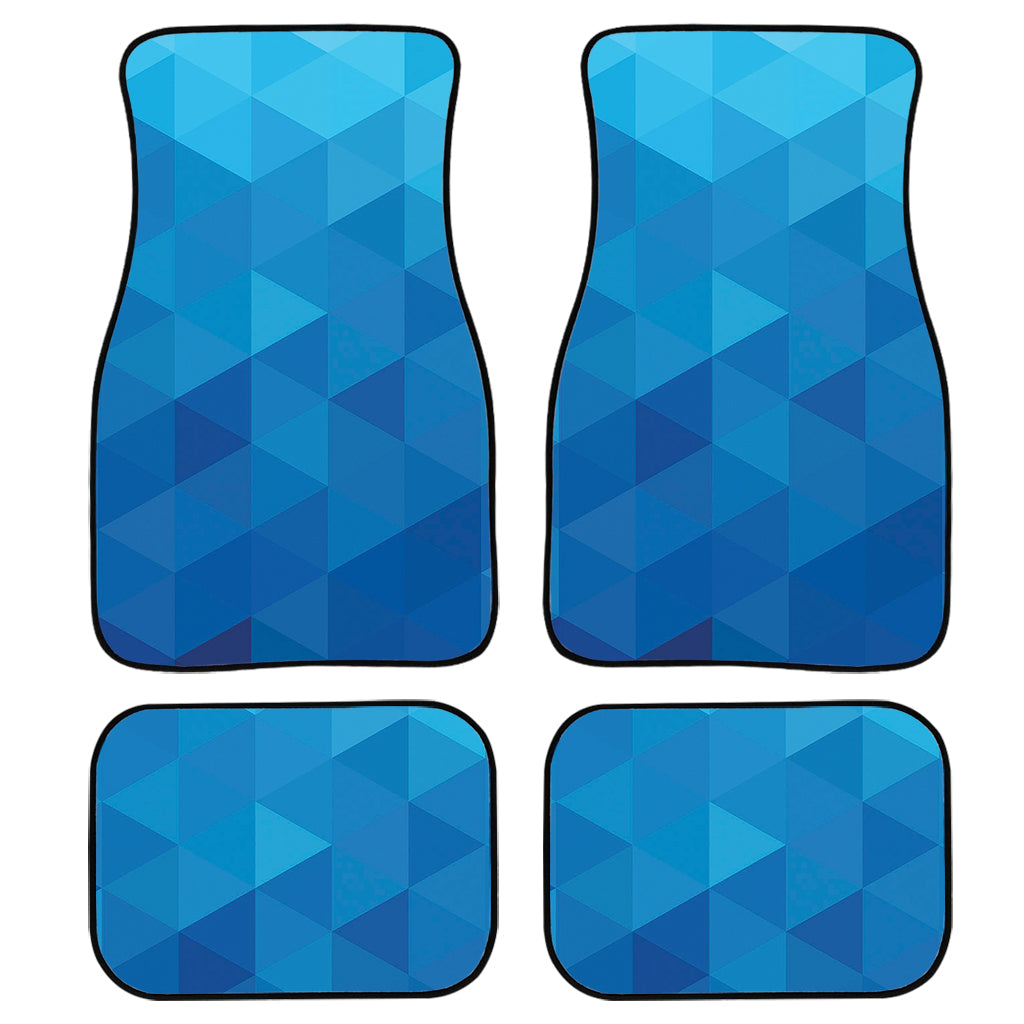 Blue Geometric Triangle Pattern Print Front And Back Car Floor Mats, Front Car Mat