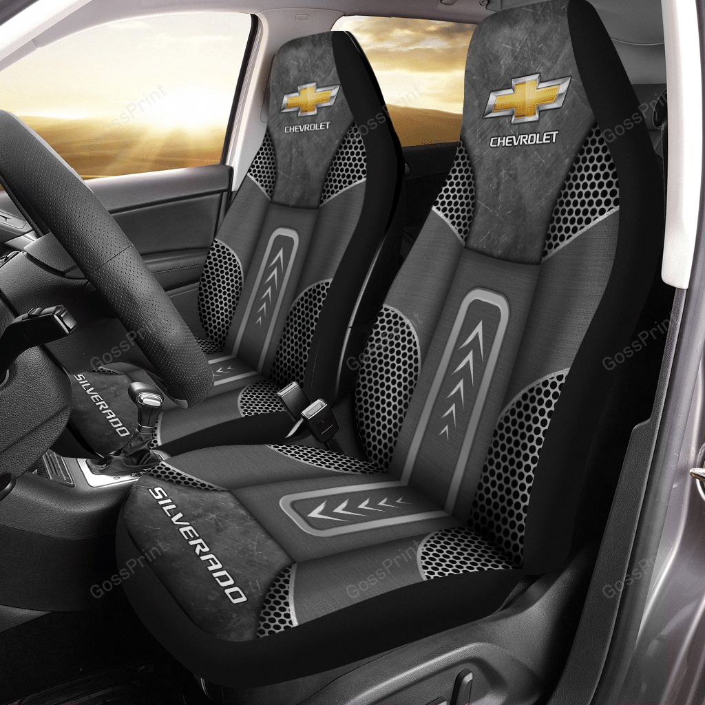 Chevrolet Silverado Car Seat Cover (Set Of 2) Ver10 (Grey)