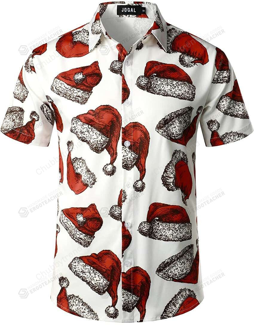 Jogal Mens Christmas Shirt Santa Claus Party Flamingo Casual Hawaii Shirts Ha15960