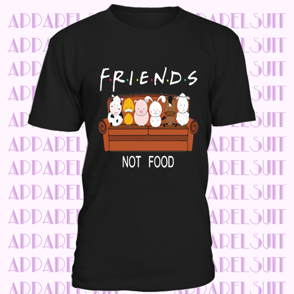 Animal Friends Not Food Funny Parody T Shirt Vegan Vegetarian No Meat Tee