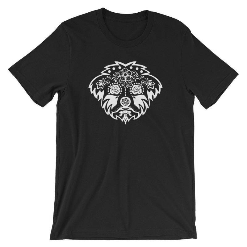 Crushtee Sugar skull Maltese Poodle T Shirt | Cool Dia De Los Muertos Shirt | Canine Lover Dog Tshirt | Puppy Day Of The Dead Tee | Fun Calavera Gift Long Sleeve Hoodie