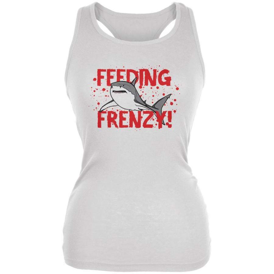 Shark Bloody Feeding Frenzy Juniors Soft Tank Top