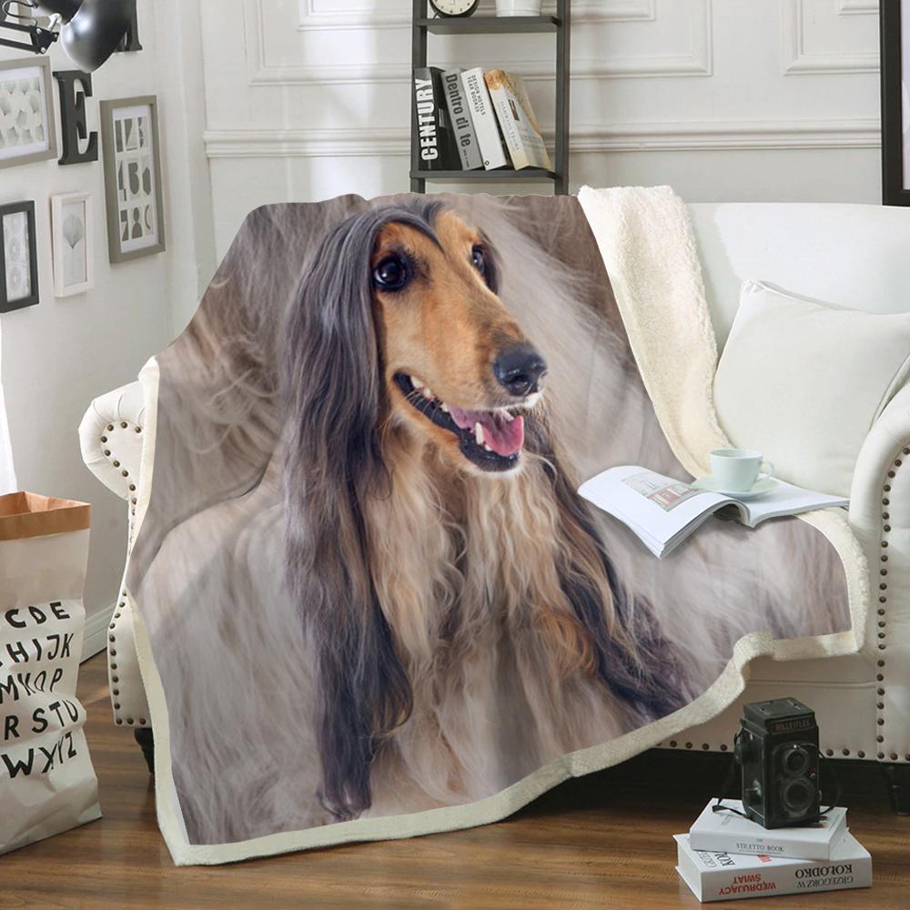 Afghan Hound Blanket Dog Portrait Fur Printed Blanket Dogs Design