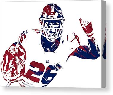 Saquon Barkley New York Giants Watercolor Strokes Pixel Art 2 Joe Hamilton Canvas Print