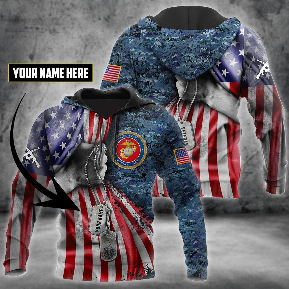 Us Marine Corps Tag Custom Name 3D Hoodie For Men And Women