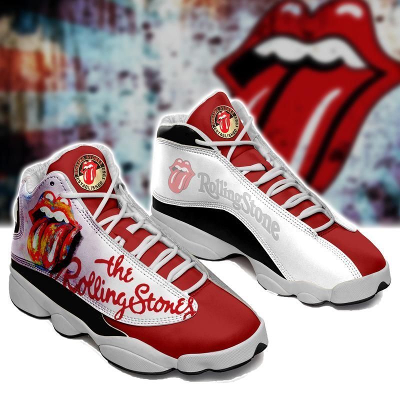 The Rolling Stones Jordan 13 Shoes Custom Jd13 Sneakers Sneakers Air Jordan 13 Sneaker Jd13 Sneakers Personalized Shoes Design