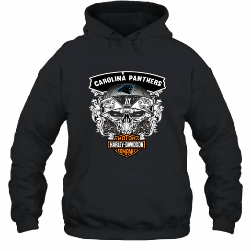 Skull Carolina Panthers Harley Davidson shirt Hoodie