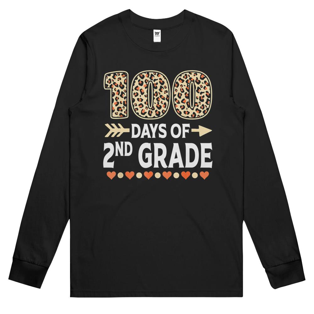 100 Days Of Second Grade Teacher 100Th Day Of School Leopard Long Sleeve T Shirts