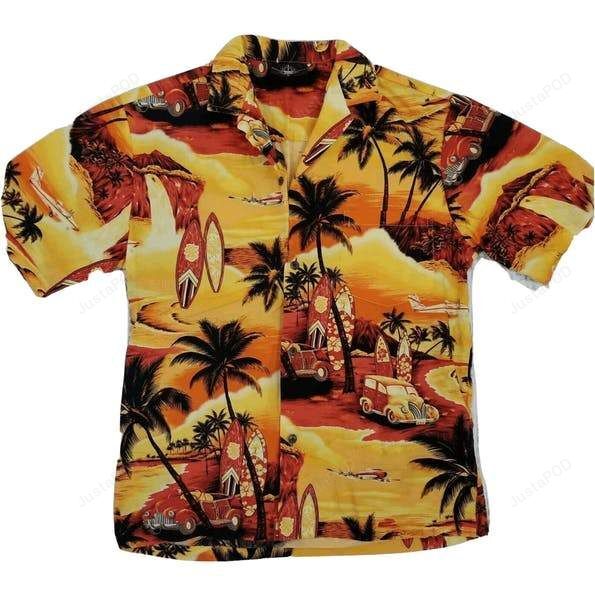 90’S Orange And Yellow Hawaiian Sunset Hawaiian Shirt | Unisex | Adult | Hw2792