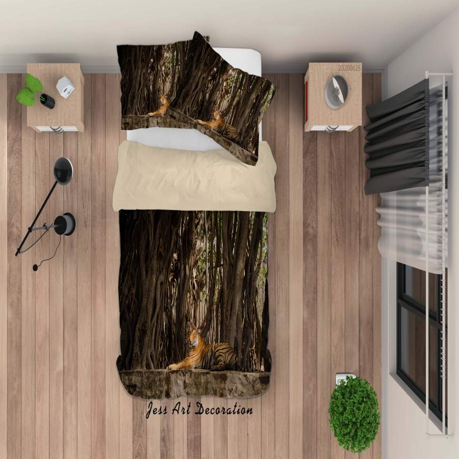 3D Forest Tiger Quilt Cover Set Bedding Set Duvet Cover Pillowcases SF77