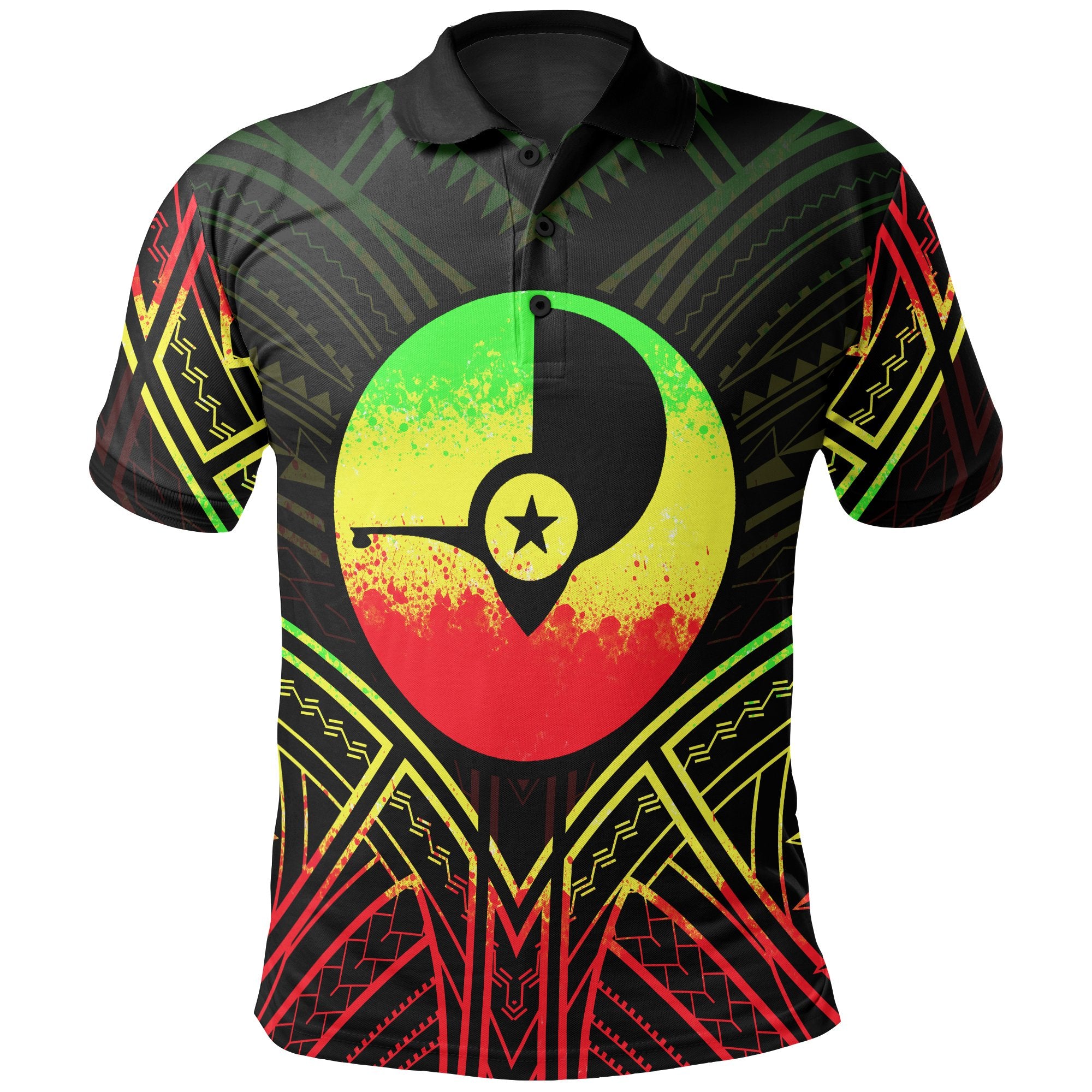 Yap State Polo Shirt – Yap State Seal Reggae Tribal Patterns