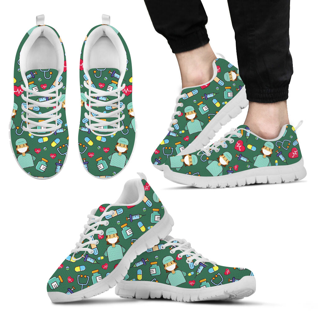 Nurse Pattern Girl Cute Sneaker Fashion Shoes Comfortable Running ...