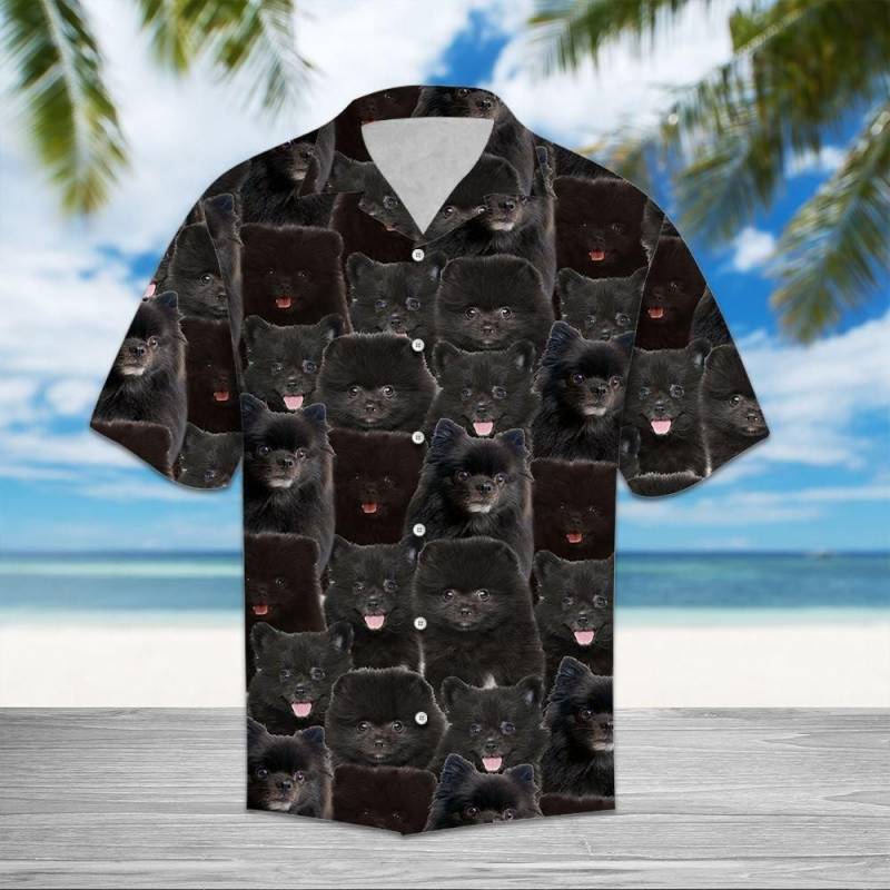 Artsyhomes Black Pomerian Awesome Hawaiian Ha106248