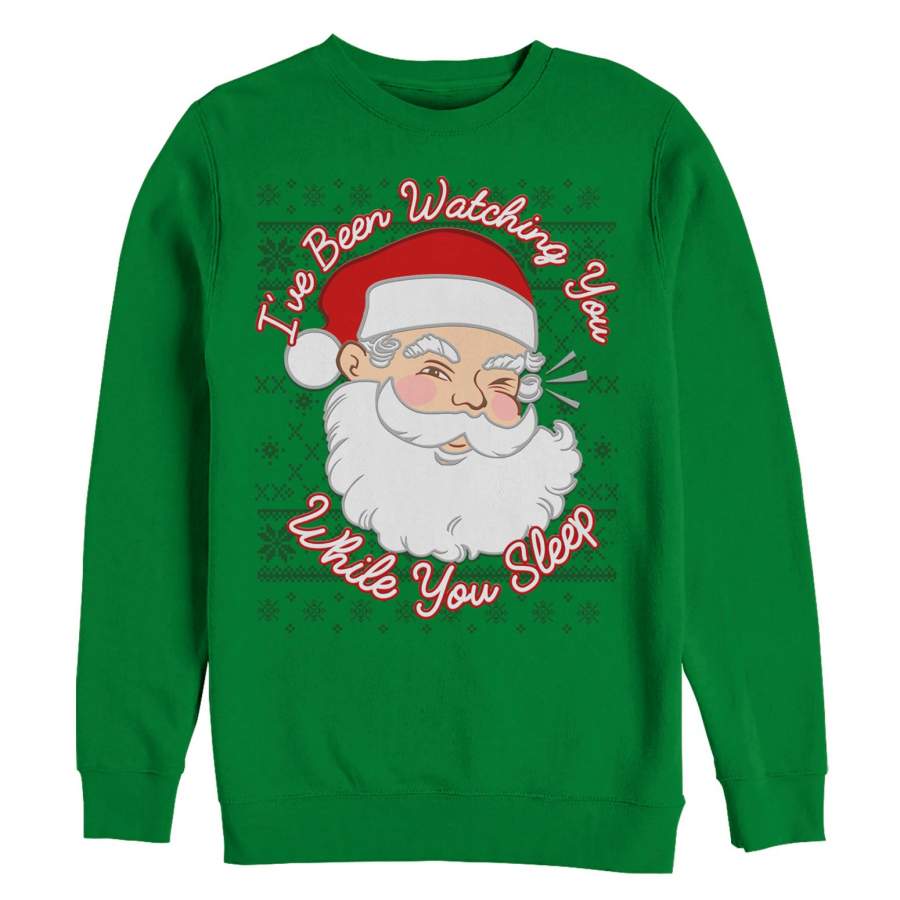 LOST GODS Men’s Christmas Santa Watching You Sleep Sweatshirt