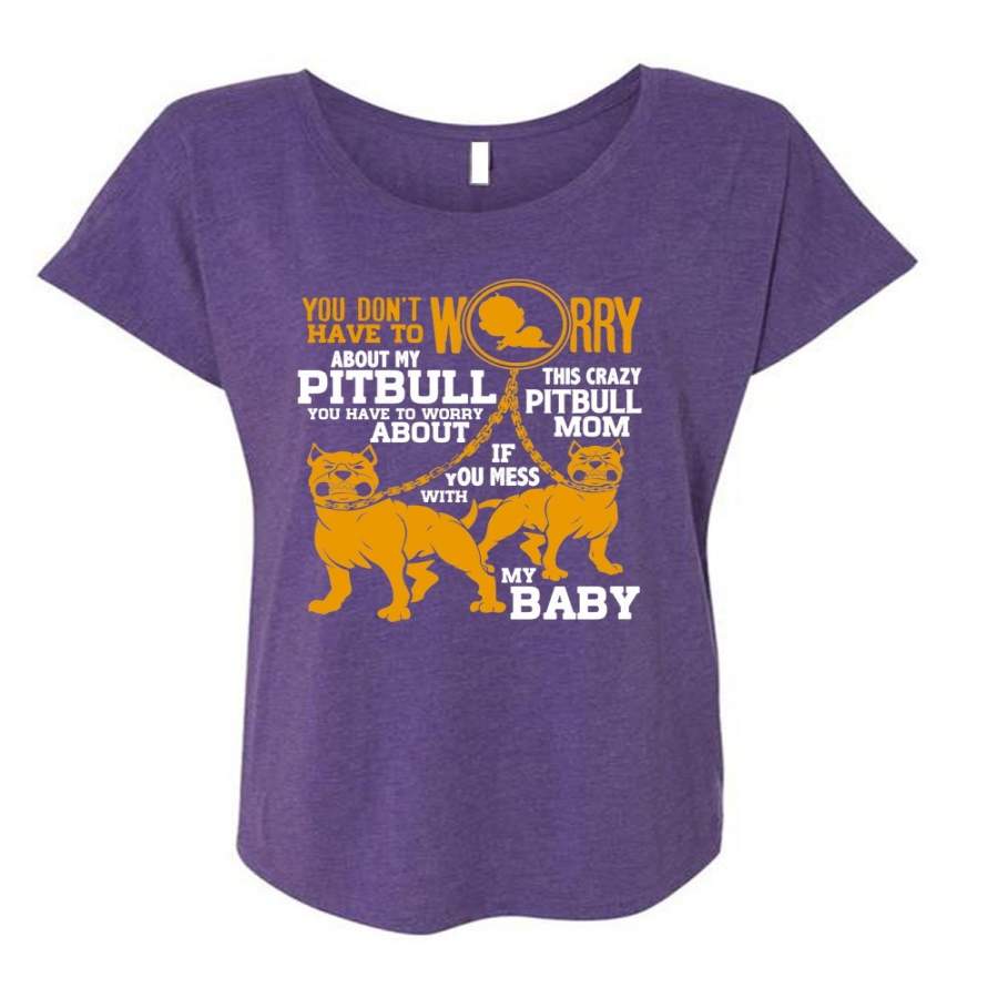 You Don’t Have To Worry About My Pit Bull T Shirt, My Favorite T Shirt, Cool Shirt (Ladies’ Triblend Dolman Sleeve)