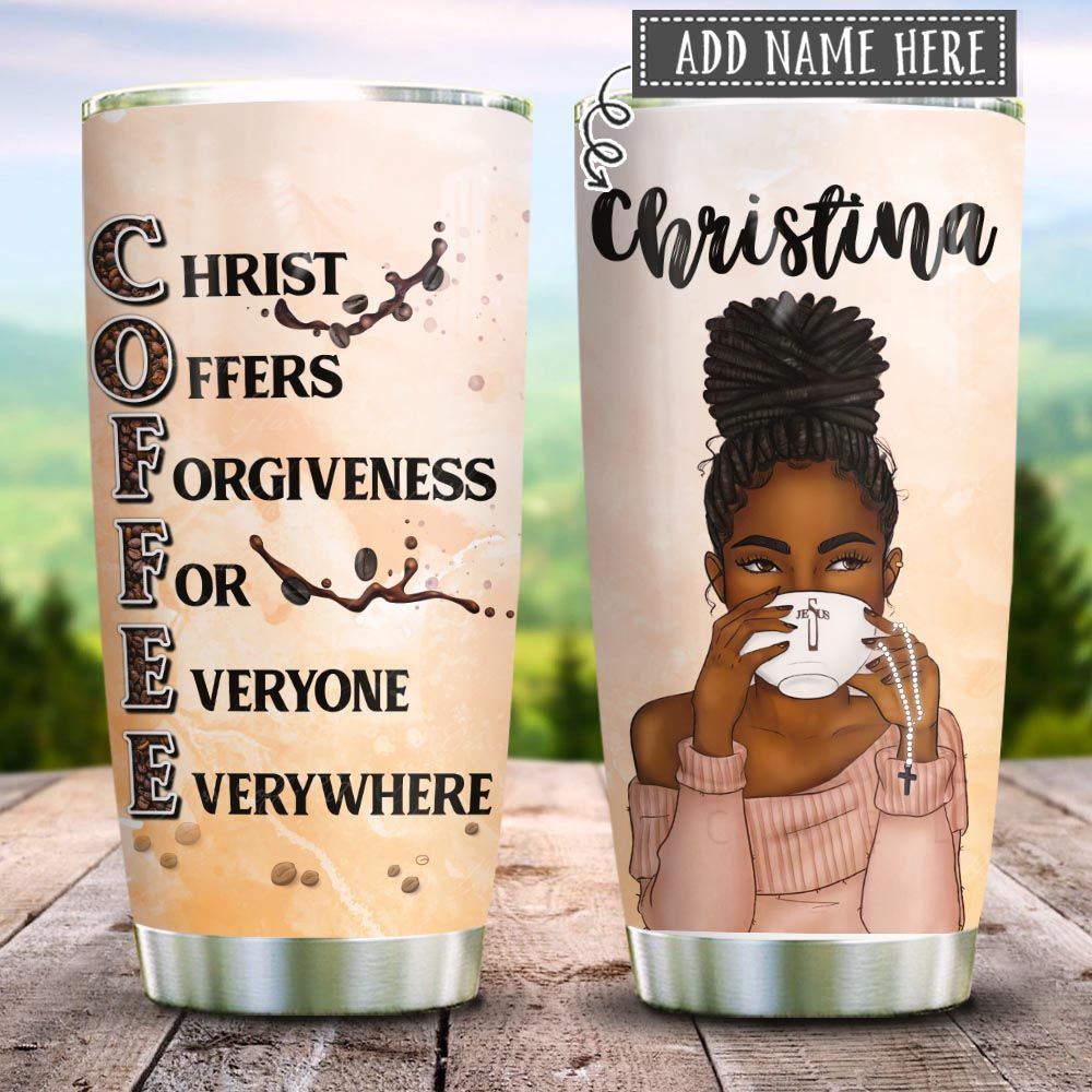 Black Queen Coffee Faith Personalized KD2 HRX2412001 Stainless Steel Tumbler