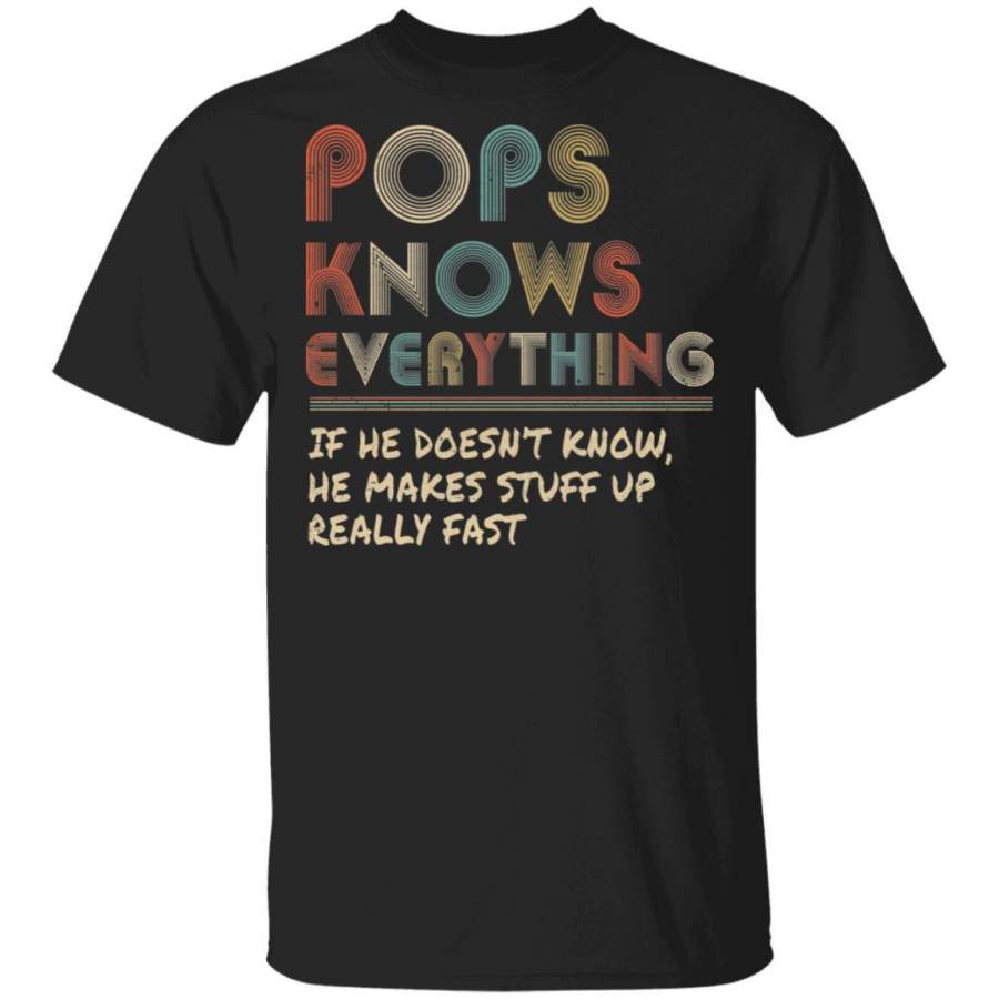 Pops Know Everything Vintage Pops Father’s Day Gift T-shirt