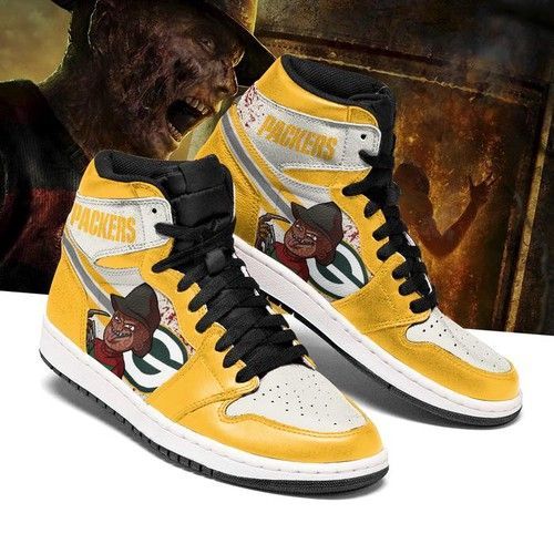 Green Bay Packers Horror Jordan Sneakers For Fan High Top Shoes Jordan Sneaker Air Jordan High Sneakers Sport Sneakers