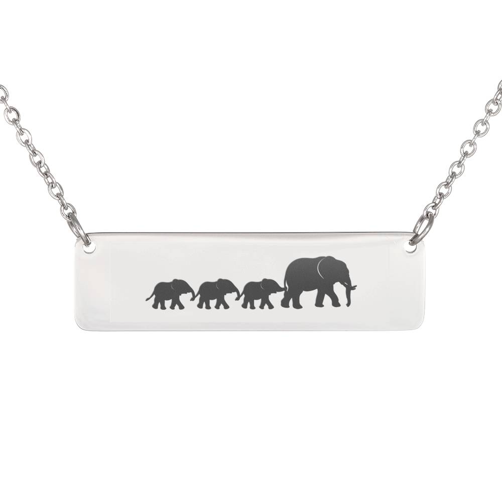 Personalized Mom Elephant + 3 Babies – Necklace