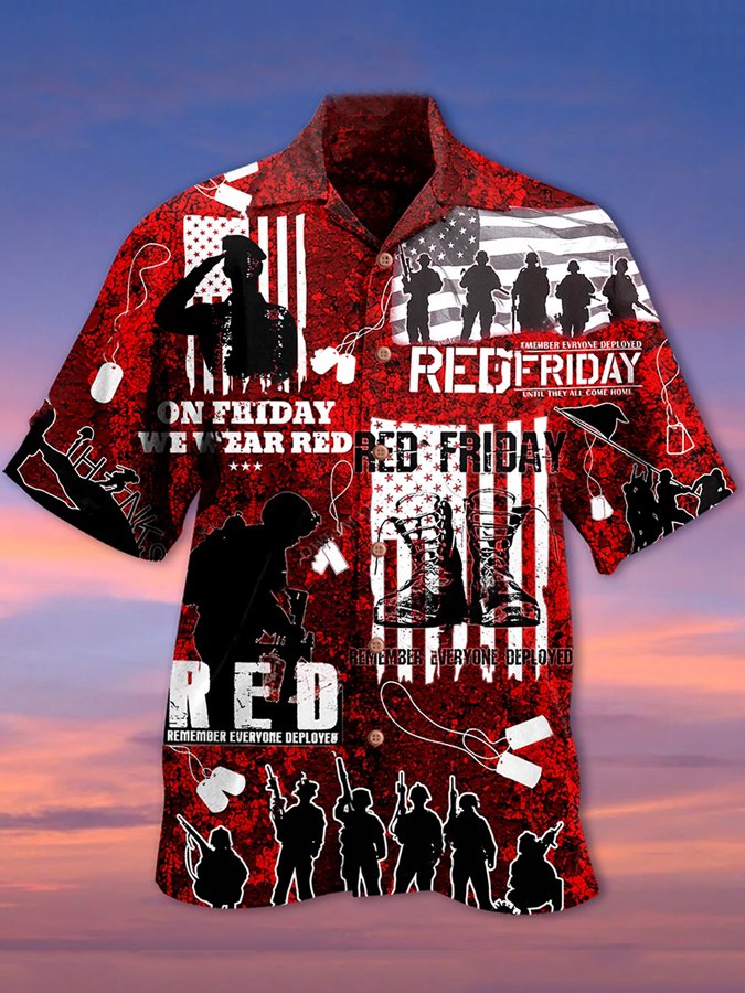 Veteran Red Friday American Casual Hawaii Shirt Ha99396