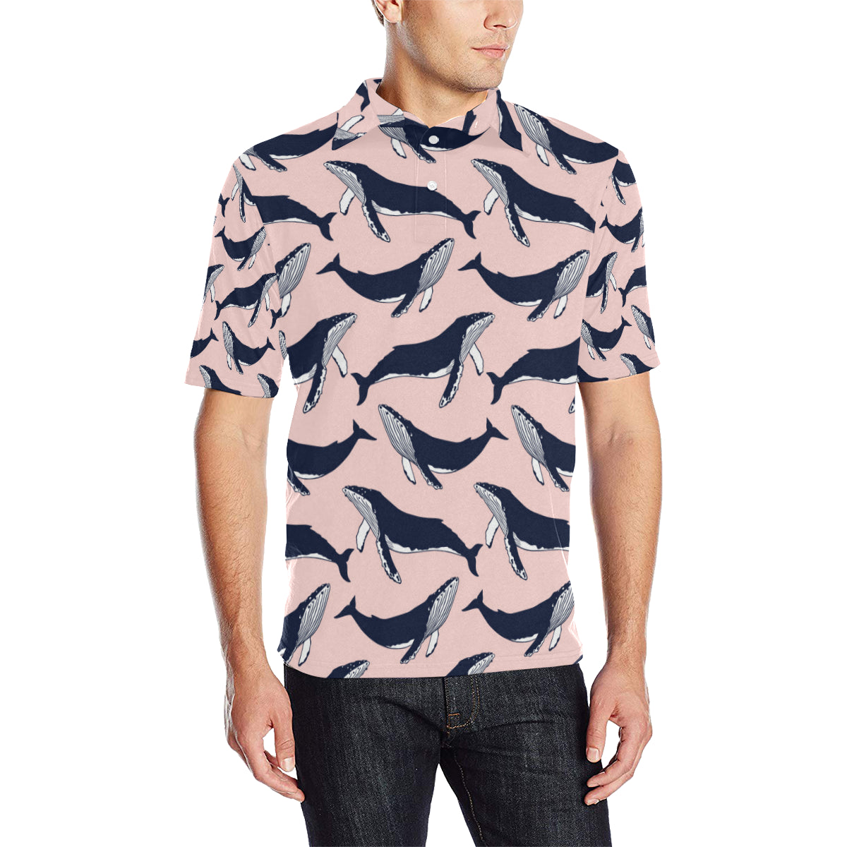 Humpback Whale Pattern Print Design 02 Men Polo Shirt