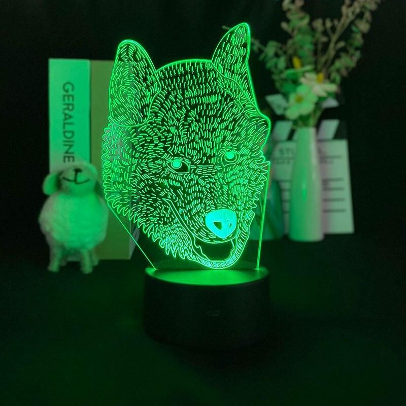 Wolf Head Animal 3D Illusion Night Light Led Light