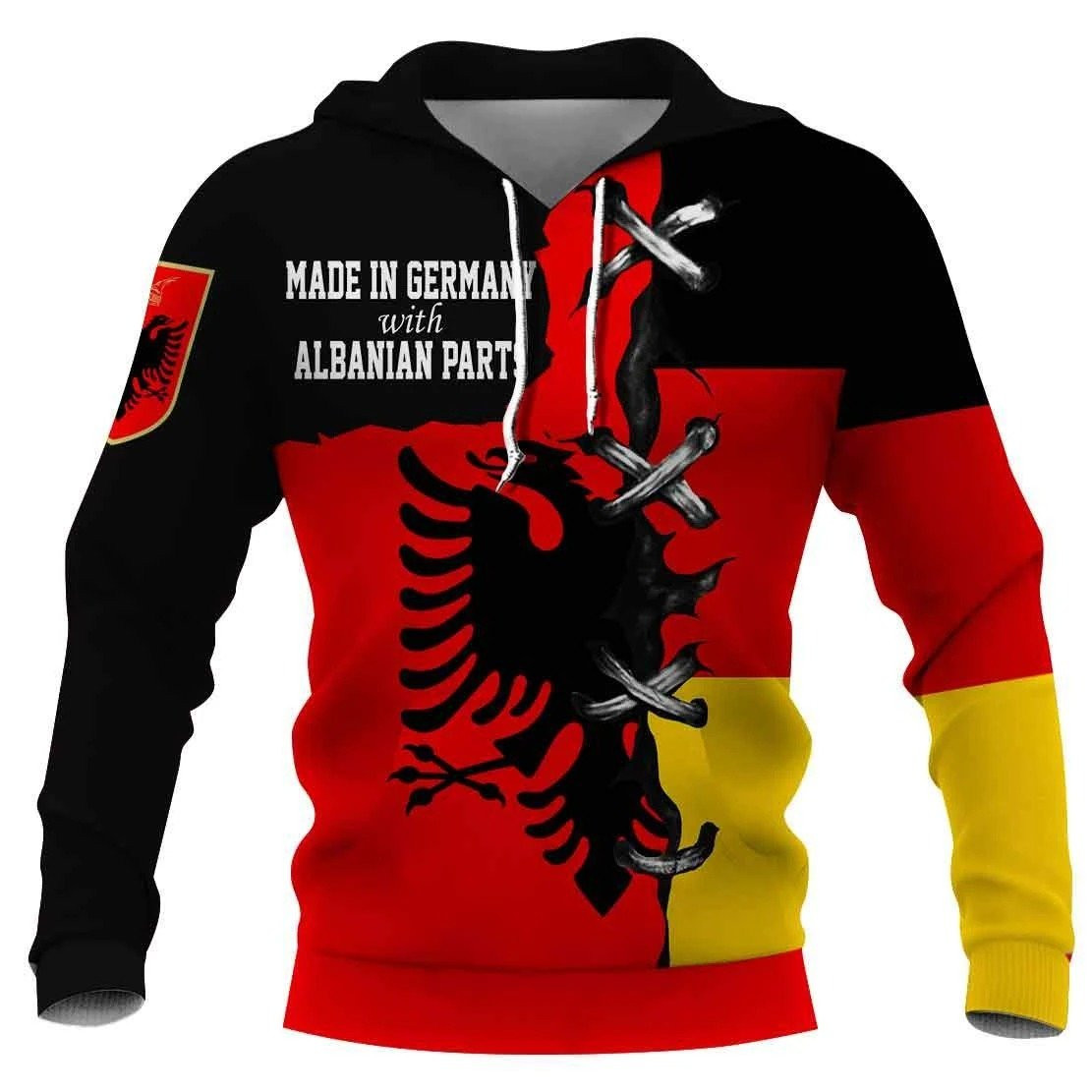 Flag Of Germany And Albanian Parts 3D All Over Shirts For Men And Women Pl