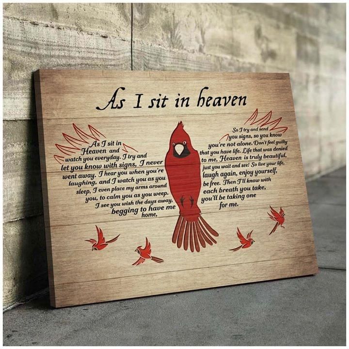 Northern Cardinal As I Sit In Heaven Power Poetry poster canvas - ReadingLLC