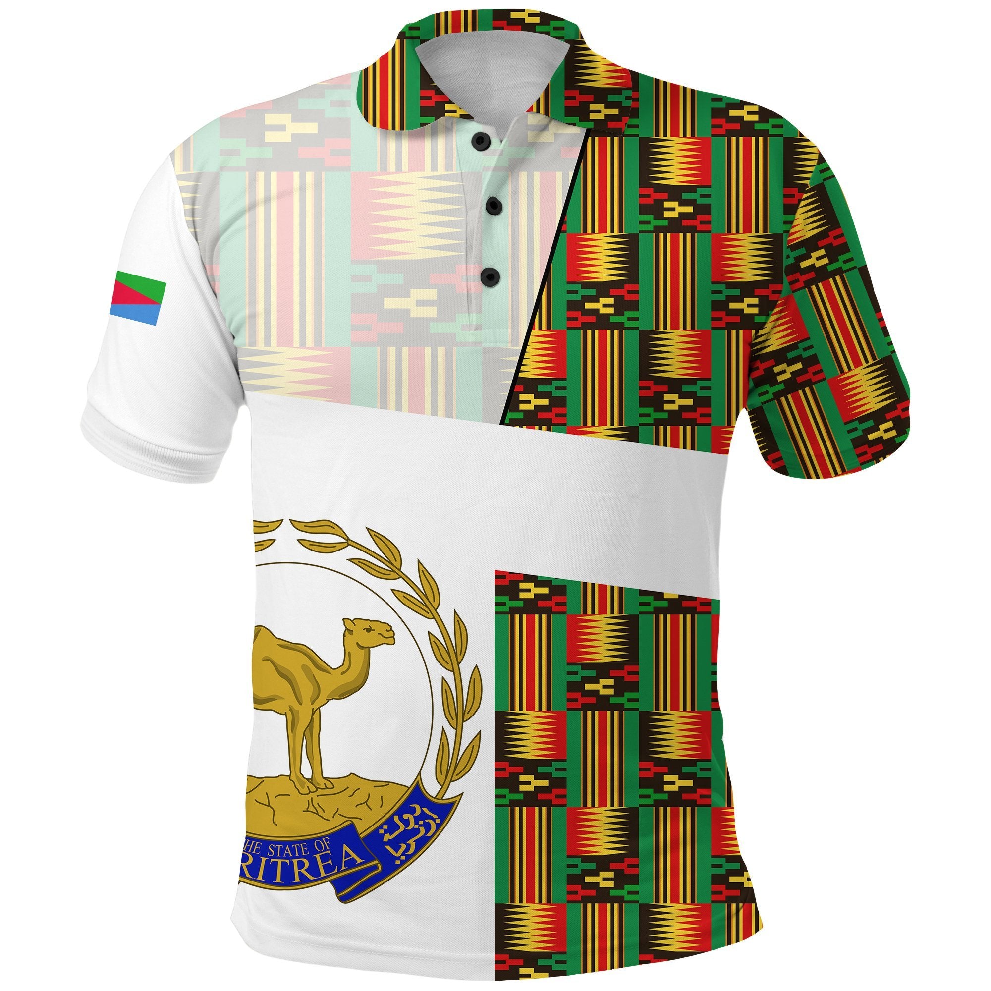 Eritrea Polo Shirt Kente Pattern Lt13