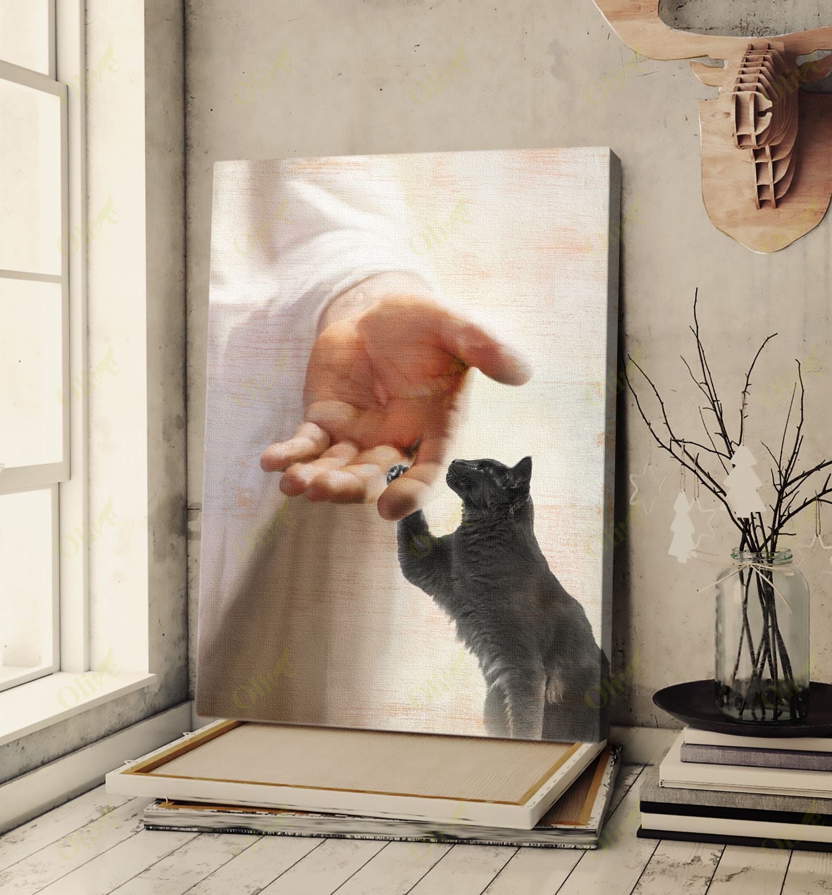 Black Cat – Take My Hand 2 Canvas Wall Art Home Decor