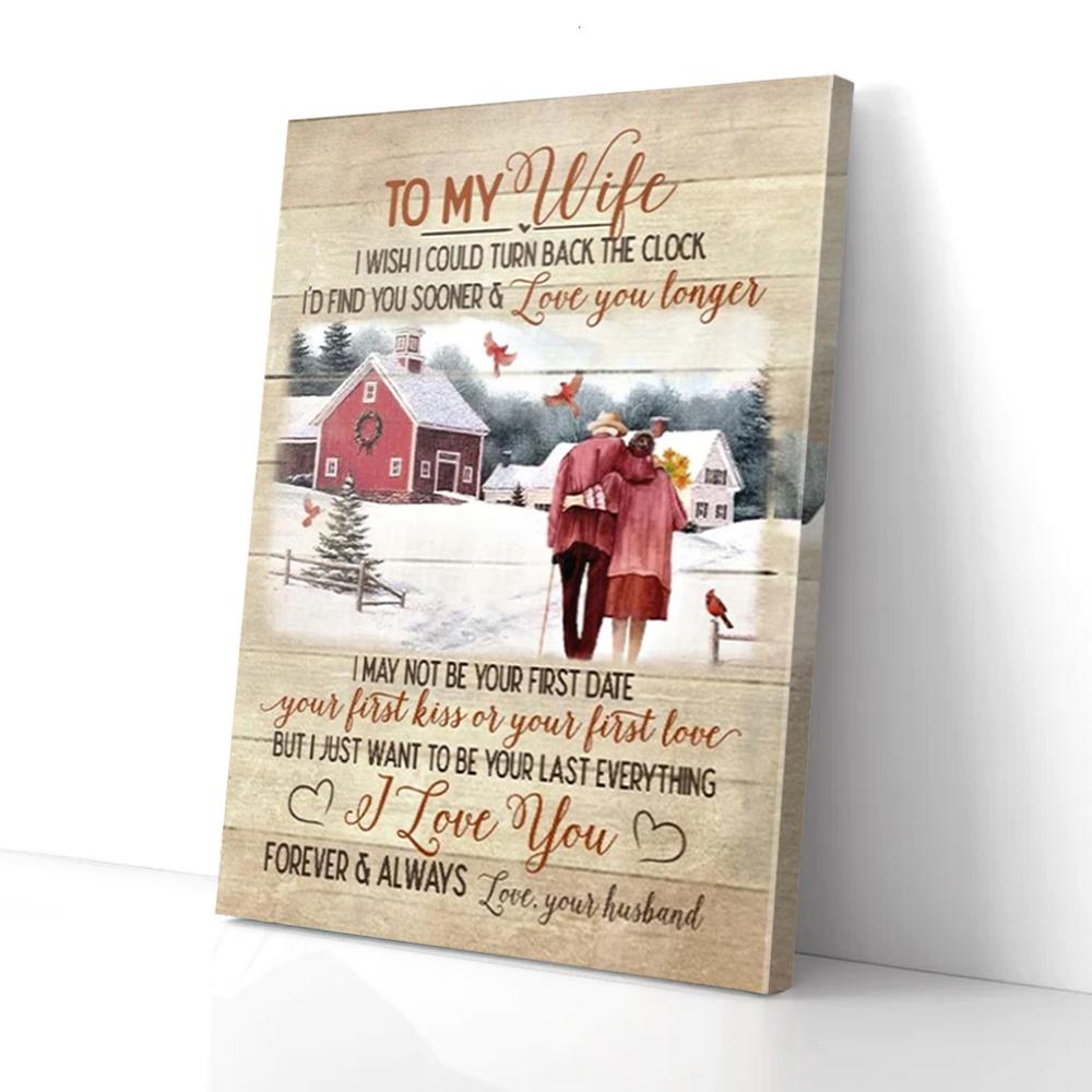 To My Wife Old Couple Cardinal Christmas Portrait Poster&Canvas,Gift For Wife From Husband Birthday,Home Decor Bedding Couch Sofa Soft And Comfy Cozy