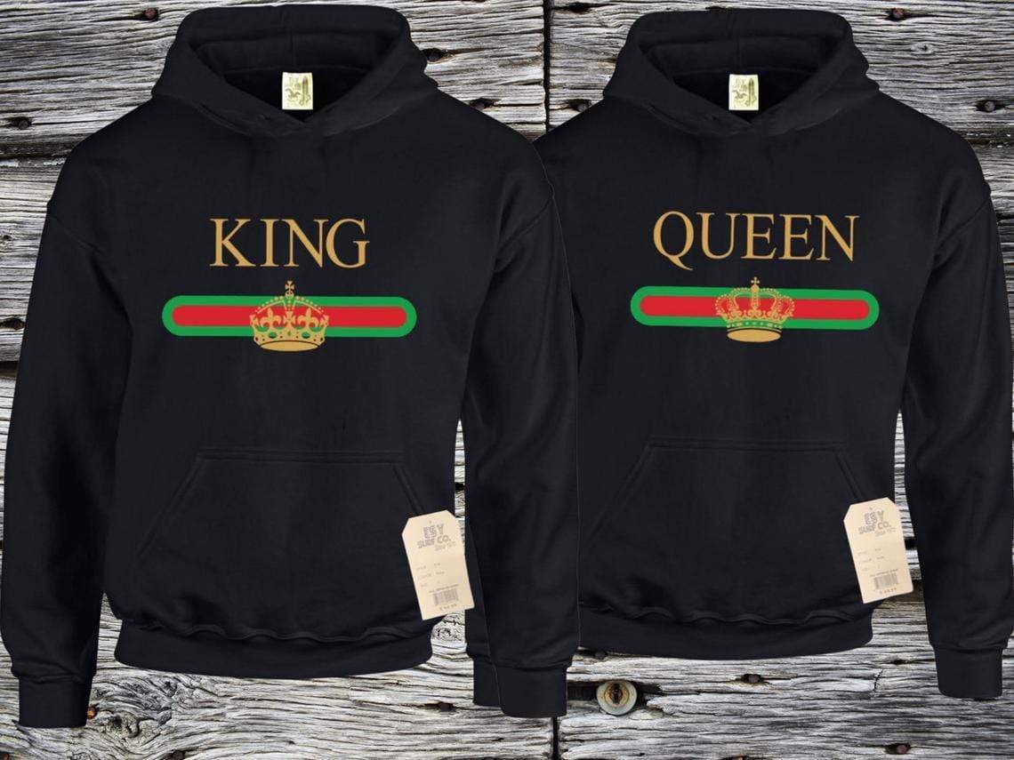 King and Queen Couple Love Black Hoodie T-shirt