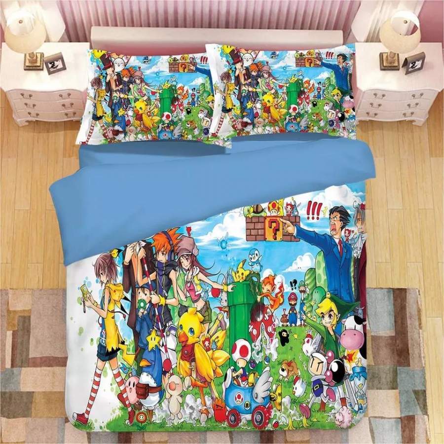 Super Mario Bros #6 Duvet Cover Quilt Cover Pillowcase Bedding Set Bed Linen