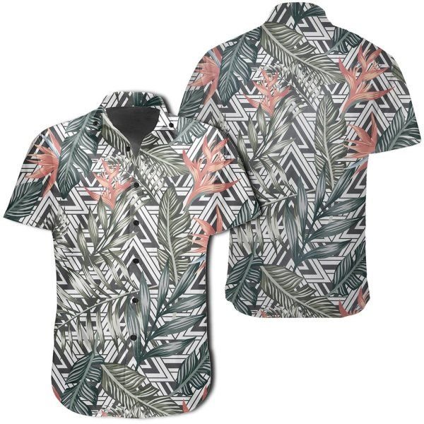 Tropical Palm Leaves And Flowers Hawaiian Shirt V1