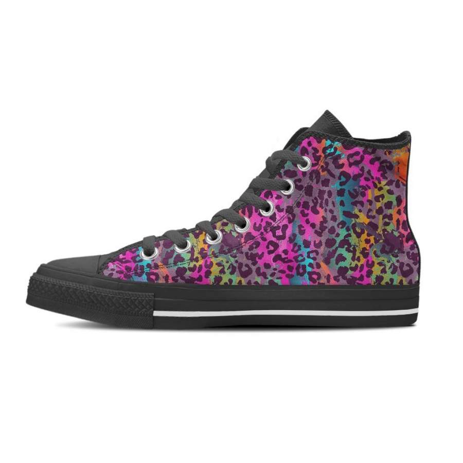 Colorful Leopard Men’s High Top Shoes