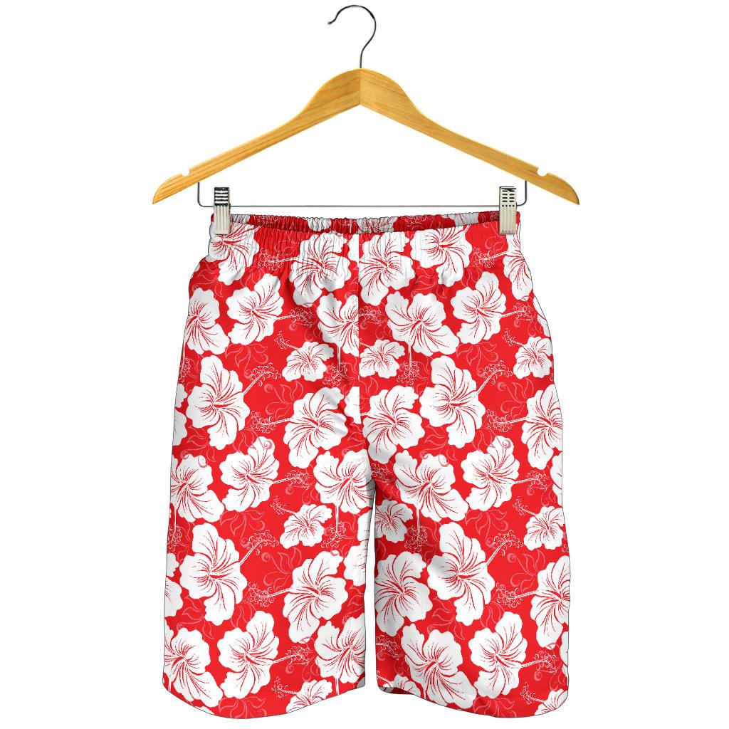 Flower Hawaii Hibiscus Red Background Print Mens Shorts Ha57588