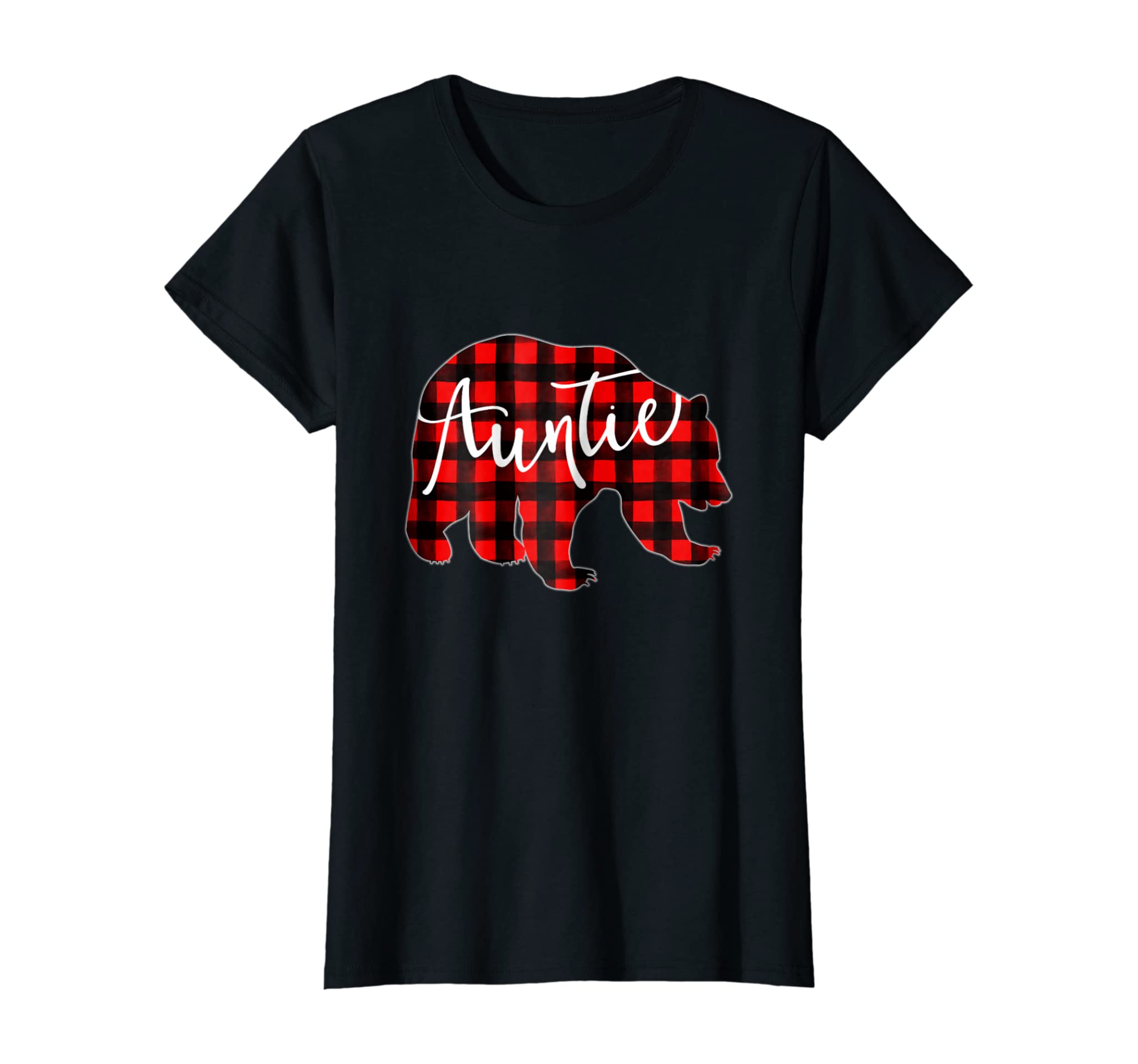 Womens Red Plaid Auntie Bear Shirt Matching Pajama Family Buffalo