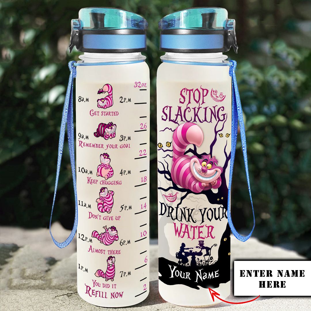 Cheshire Cat Custom Name Water Tracker Bottle